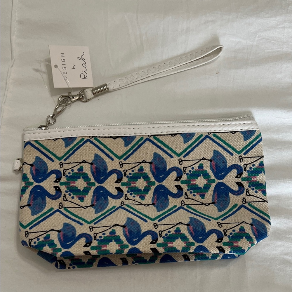 Fun Flamingo Cosmetic Bag Wristlet NWT